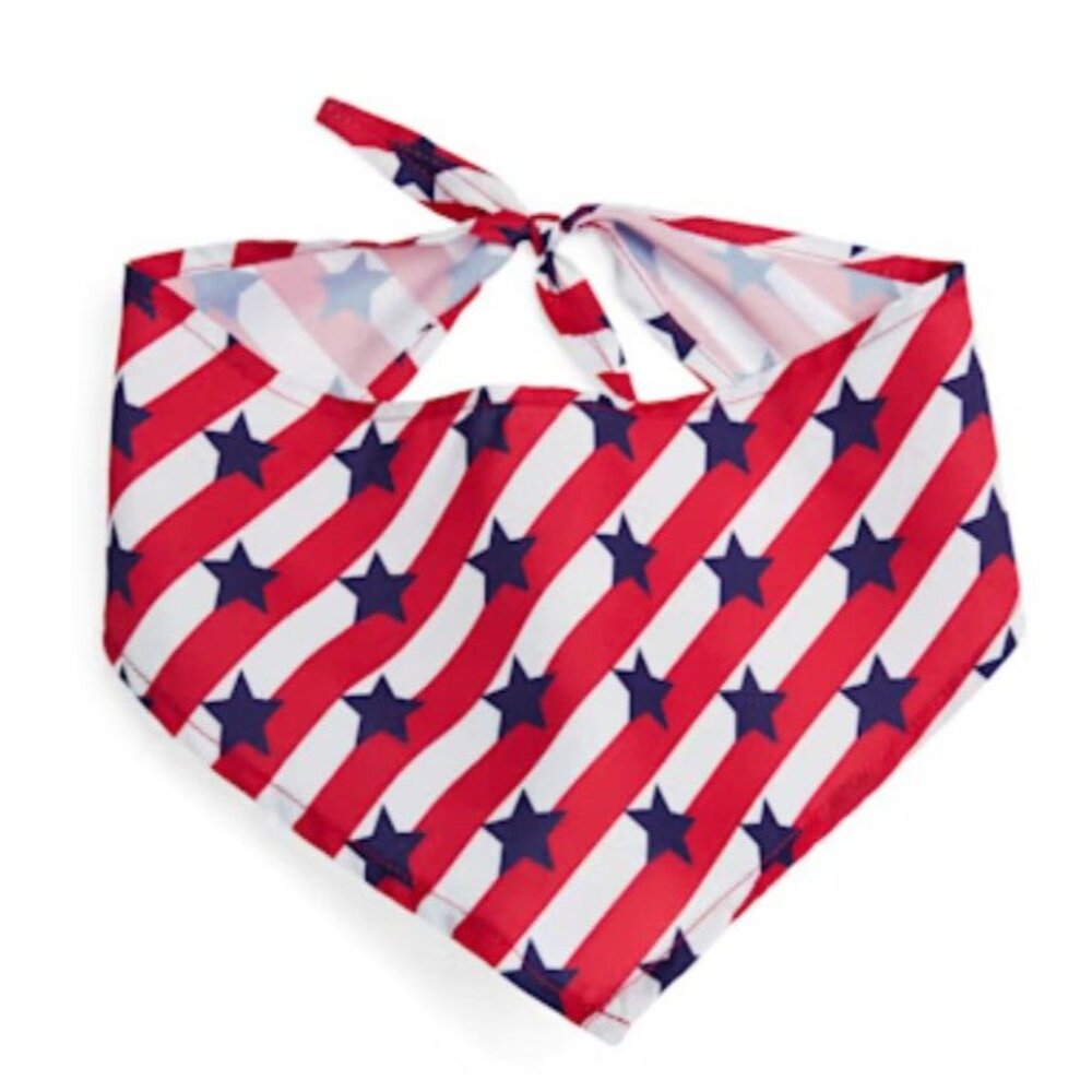 $4 WHEN BUNDLED Patriotic Red White Blue American Flag Dog Bandana L/XL - Picture 2 of 9